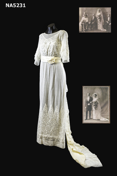 Family wedding dress and train