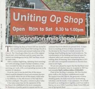 The Uniting Op Shop at Forest Hill, which opened in 2007, was renovated during Covid lockdowns and re-opened in 2021