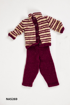 Doll's long-sleeved cardigan with slacks.
