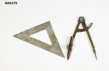 A compass and a set square.