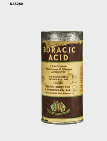 Container - Boracic Acid container, Boracic Acid non irritating antiseptic, C 1950's