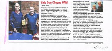 Article, Don Cheyne OAM, Aug 2023
