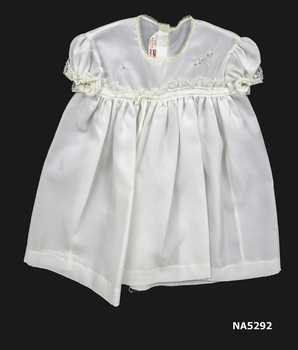 Baby dress, with lace & floral embroidery.