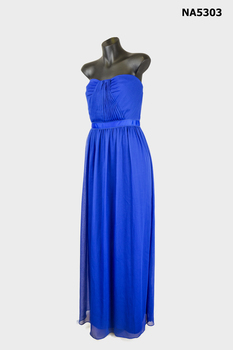 Deep blue strapless evening dress