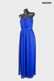 Deep blue strapless evening dress