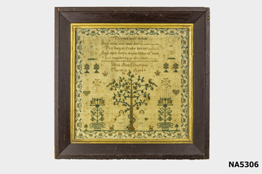 Framed embroidered sampler dated 1831. 