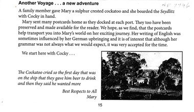 Postcard - Photocopies of postcards with attached transcript, Copies of Mary's (Schwerkolt) Travel Postcards in 1910, 1910