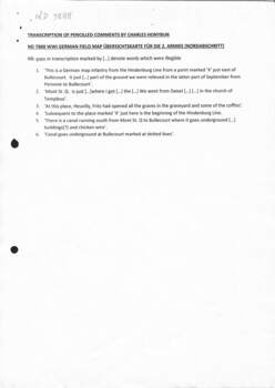 Transcription of pencilled comments by Charles Honybun