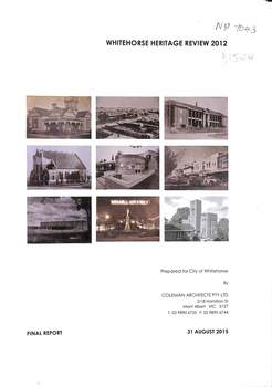 Whitehorse Heritage Review 2012, front page