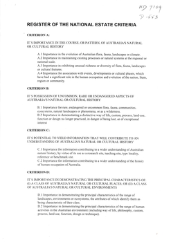 Register of National Estate Criteria