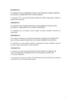 Register of the National Estate Criteria, 2003
