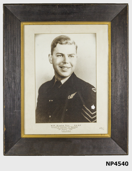 Large portrait of Warrent Officer A;wyn Till in RAAF uniform, WW2