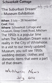 Article, Museum Exhibition, July 2021