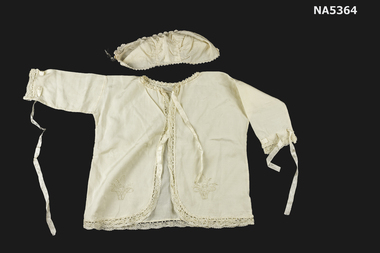 Baby matinee jacket and bonnet.