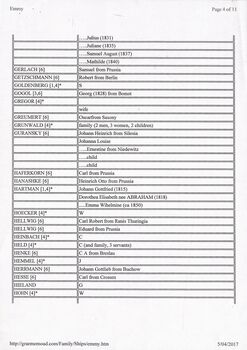 Emmi Passenger Ship List, 1849