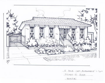 Artwork, other - Ink Line Drawing, 8 Hale Crt., Burwood E, 2003