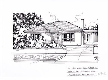 Artwork, other - Ink Line Drawing, Margaret Picken, 20 Husband Rd., Forest Hill, 2000