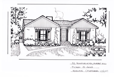 Artwork, other - Ink Line Drawing, Margaret Picken, 32 Ranfurlie Rd., Forest Hill, 2003