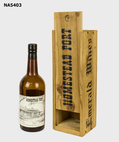 Presentation wine box with wine bottle.