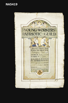 Young workers' Patriotic Guild Certificate.