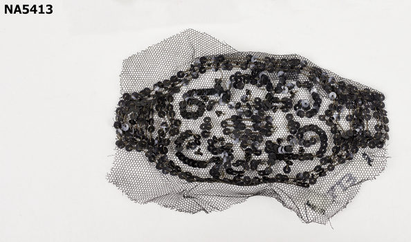 Sequins on black netting.