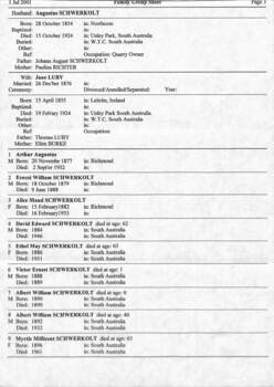 Johann August Schwerkolt Family Group Sheet