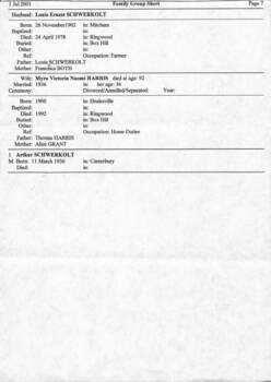 Johann August Schwerkolt Family Group Sheet
