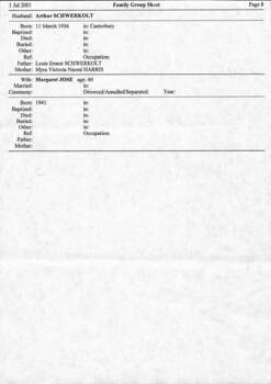 Johann August Schwerkolt Family Group Sheet