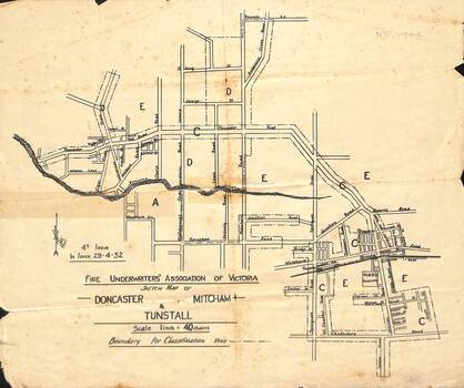 Map of Doncaster, Mitcham and Tunstall in 1932