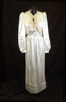 Night dress and bed jacket. Coffee coloured 