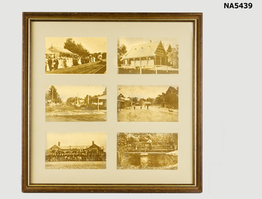 A framed picture of 6 postcards of Blackburn.