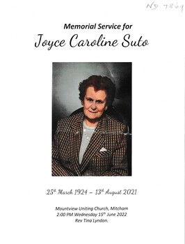 Joyce Caroline Suto, Memorial Service, 2022