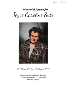 Joyce Caroline Suto, Memorial Service, 2022