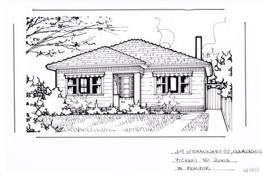 Artwork, other - Ink Line Drawing, Margaret Picken, 49 O'Shannassy St., Nunawading, 1992