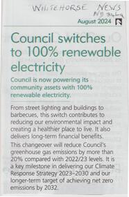 Council Switches to 100% Renewable Electricity