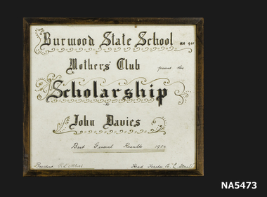 Burwood State School Certificate