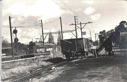 Blackburn Railway Station showing goods yard and open carriage.