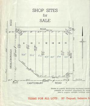 Auction at Canterbury and Middleborough Roads (map of shop sites)