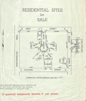 Auction at Canterbury and Middleborough Roads (map of residential sites)