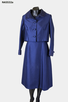 Navy blue silk dress and jacket.