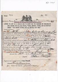 Business Licence for Wilhelmina Schwerkolt, 1900