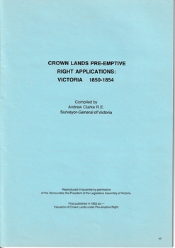 Crown Land Valuations and Applications: Victoria 1850-1854 - Cover relating to the 1855 Surveyor