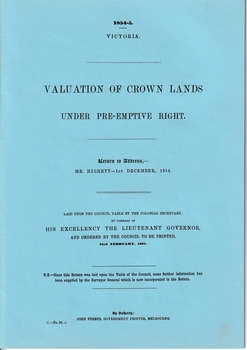 Crown Land Valuations and Applications: Victoria 1850-1854 - Title page