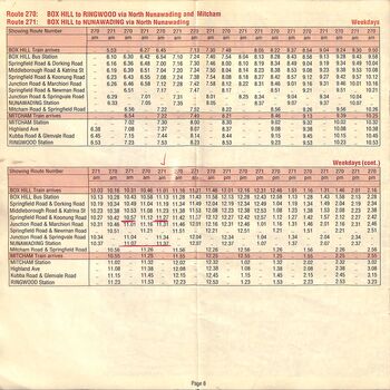 North Nunawading Bus Services timetable, Box Hill to Ringwood, Box Hill to Nunawading, weekdays