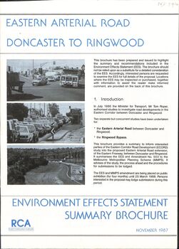 Eastern Arterial Road Environment Effects Summary