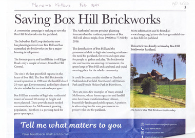 Article, Saving Box Hill Brickworks, Feb 2025