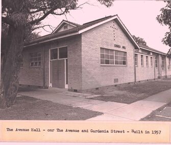 The Avenue hall on the corner of Gardenia Street Blackburn. Built in 1957.