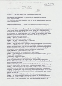 Audio - Oral History, DAVIS, Lorna, Early History of East Burwood Football Club, 2005
