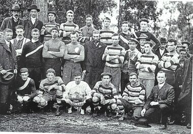 Mitcham Football Club 1907- Runners Up.
EE Walker as President standing in the middle of photo.