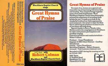 "Great Hymns of Praise" audio cassette cover